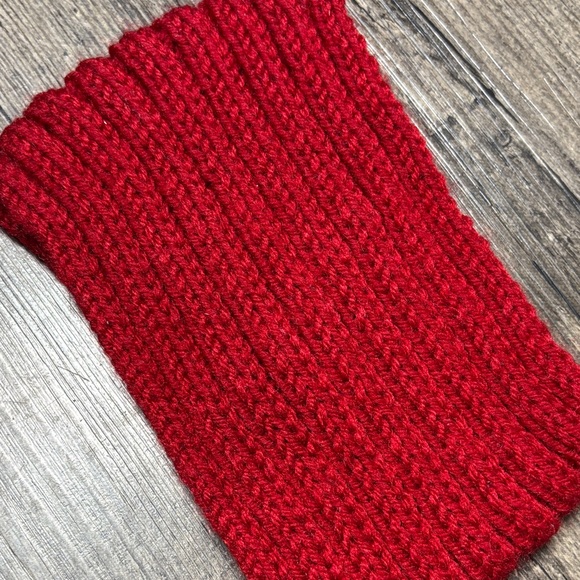 Vibrant Red Knit Headband with Embellished Logo - Picture 4 of 4